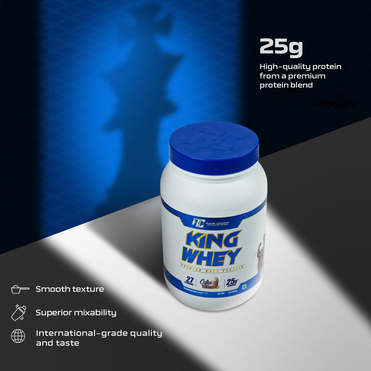 Ronnie Coleman Signature Series King Whey Premium Whey Protein – Coffee Toffee Flavour (2 lb / 907g, 26 Servings)