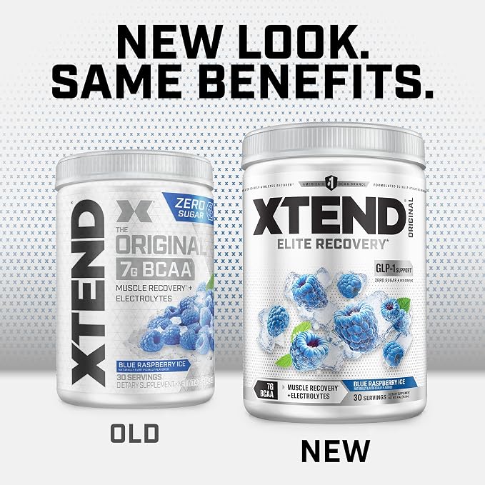 XTEND Original BCAA Powder – Blue Raspberry Ice (30 Servings)