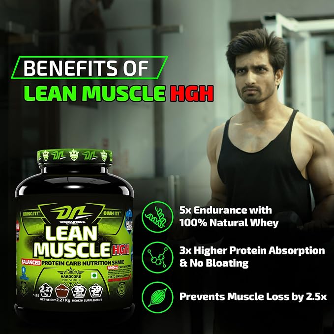 Domin8r Lean Muscle HGH Mass Gainer – Smooth Chocolate, 2.27 kg (5 lb)