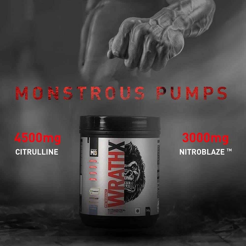MuscleBlaze WrathX Pre-Workout Powder | 540g, 30 Servings