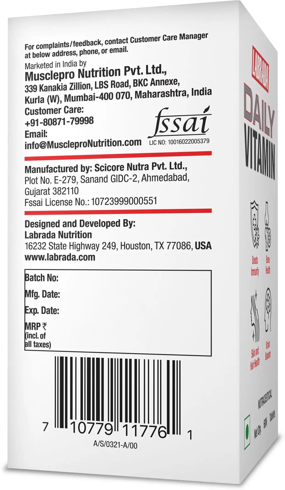 Labrada Daily Vitamin 60 Tablets Tealth & Immunity Booster (0.29 kg)