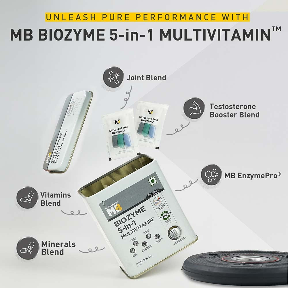 MuscleBlaze Biozyme 5 in 1 Multivitamin Unflavoured • 90 tablet