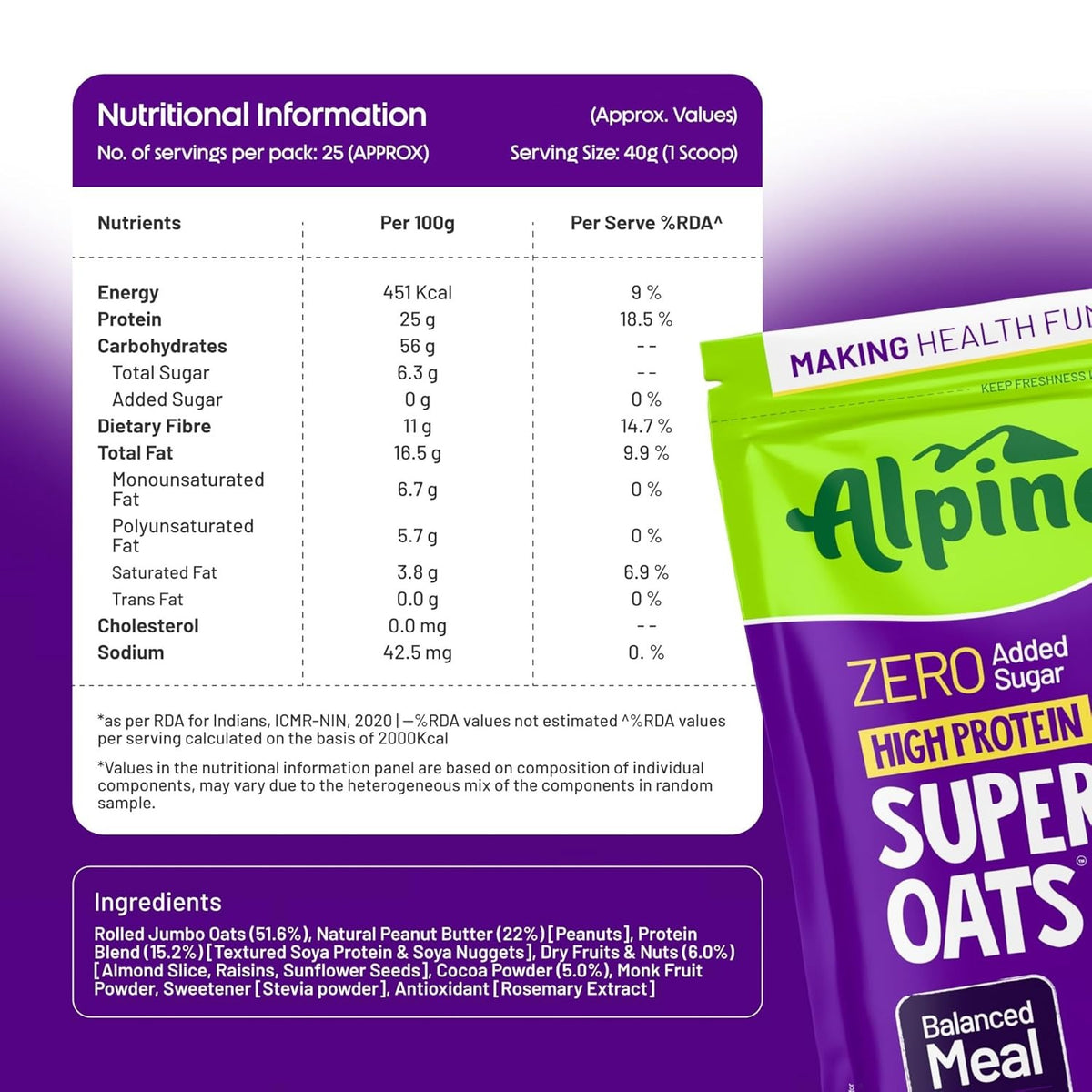 ALPINO 25g High Protein Super Oats Chocolate
