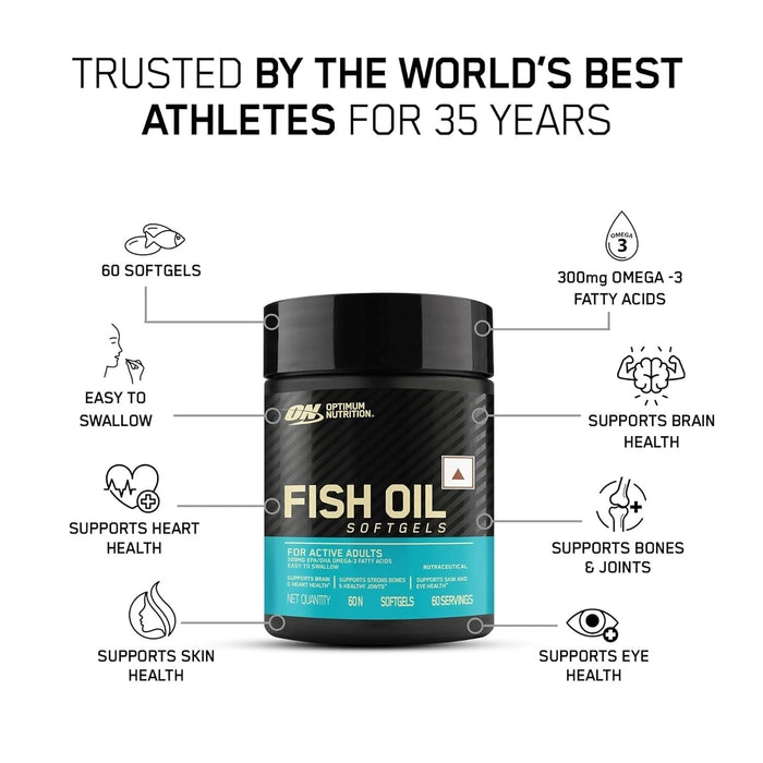 Optimum Nutrition (ON) Fish Oil - 60 Capsules, 1000 mg Fish Oil