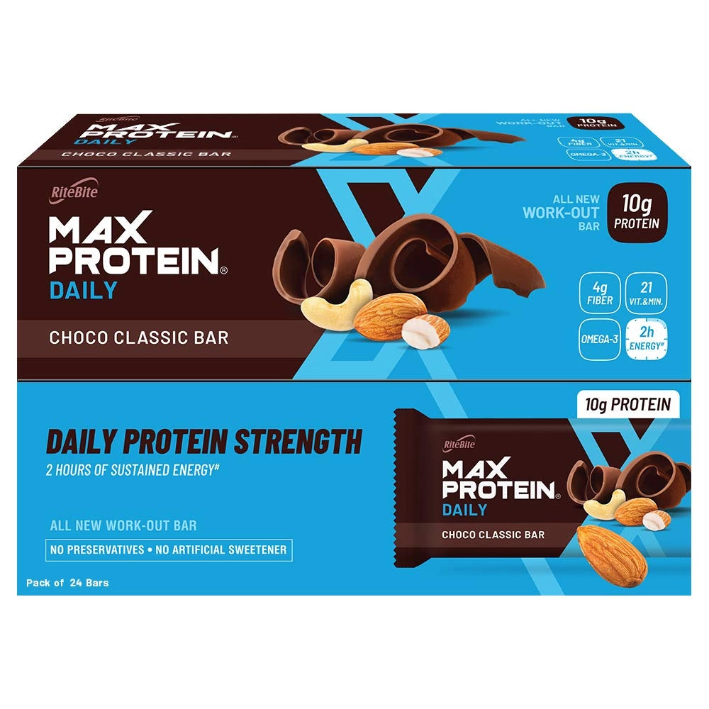 PacRiteBite Max Protein Daily Choco Classic Protein Bars with 10g Protein (Pack of 48)
