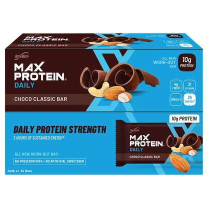 PacRiteBite Max Protein Daily Choco Classic Protein Bars with 10g Protein (Pack of 48)