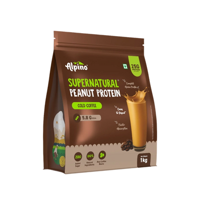 Alpino Peanut Protein Cold Coffee — 25g protein and 5.8g BCAAs per scoop