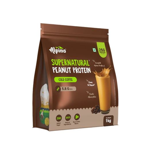Alpino Peanut Protein Cold Coffee — 25g protein and 5.8g BCAAs per scoop