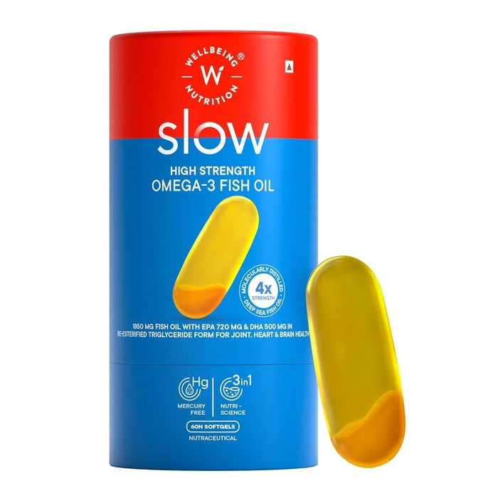 Wellbeing Nutrition Slow 4x Strength Omega 3 Fish Oil