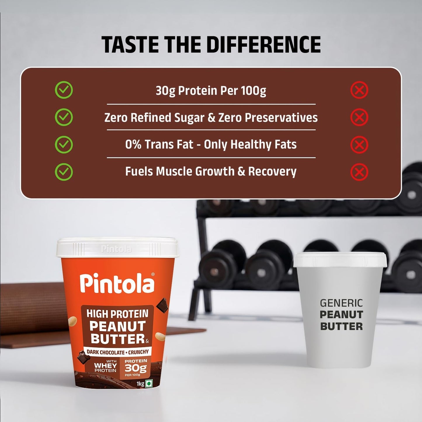 PINTOLA High Protein Peanut Butter Chocolate Flavour Crunchy 1kg