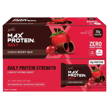 PacRiteBite Max Protein Daily Choco Berry Protein Bars with 10g Protein (Pack of 48)