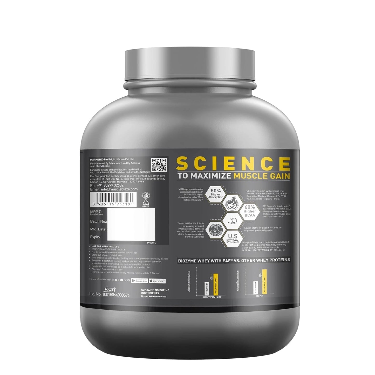 MuscleBlaze Biozyme Performance Whey - 4.4 Lbs (2Kg)