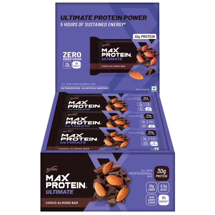 RiteBite Max Protein Ultimate choco almond protein bars with 30 g protein, pack of 24