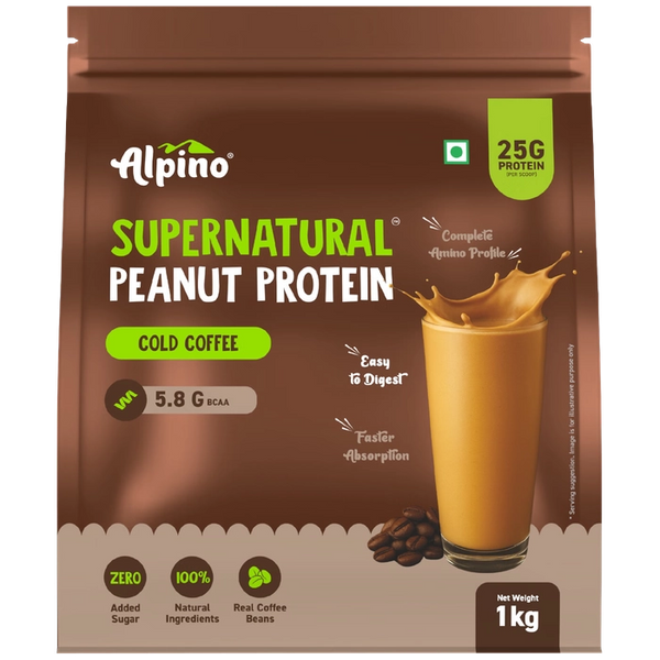 Alpino SuperNatural Peanut Protein Powder Cold Coffee 1kg pack front