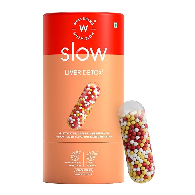Wellbeing Nutrition Slow Liver Detox with Milk Thistle, Arjuna & Berberry – 60 Capsules