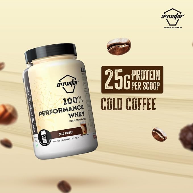 Avvatar 100% Performance Whey – Cold Coffee (1kg, 29 Servings)