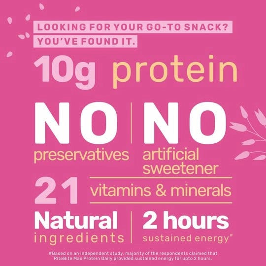 RiteBite Max Protein Daily Fruit & Nut Protein Bars with 10g Protein (Pack of 48)