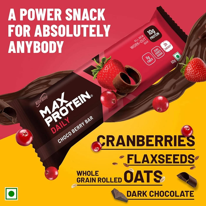 PacRiteBite Max Protein Daily Choco Berry Protein Bars with 10g Protein (Pack of 48)
