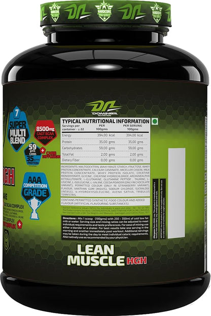 Domin8r Lean Muscle HGH Mass Gainer – Smooth Chocolate, 2.27 kg (5 lb)