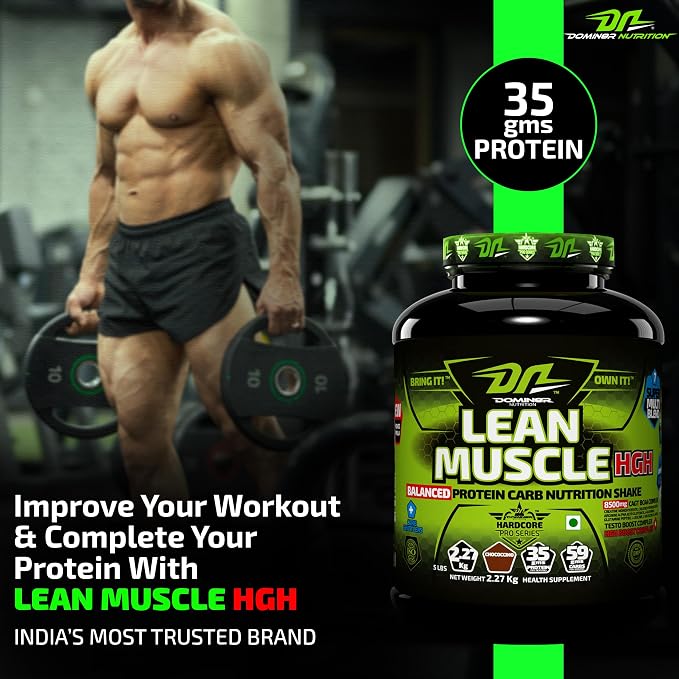 Domin8r Lean Muscle HGH Mass Gainer – Smooth Chocolate, 2.27 kg (5 lb)