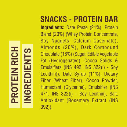 RiteBite Max Protein Daily Date & Almond Protein Bars with 10g Protein (Pack of 48)