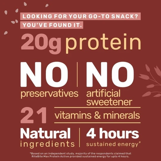 RiteBite Max Protein Active Choco Fudge Protein Bars with 20g Protein (Pack of 24)