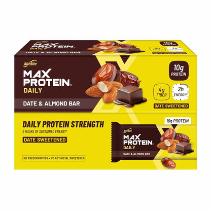 RiteBite Max Protein Daily Date & Almond Protein Bars with 10g Protein (Pack of 48)