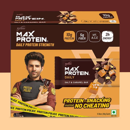 RiteBite Max Protein Daily Salt & Caramel Protein Bars with 10g Protein (Pack of 48)