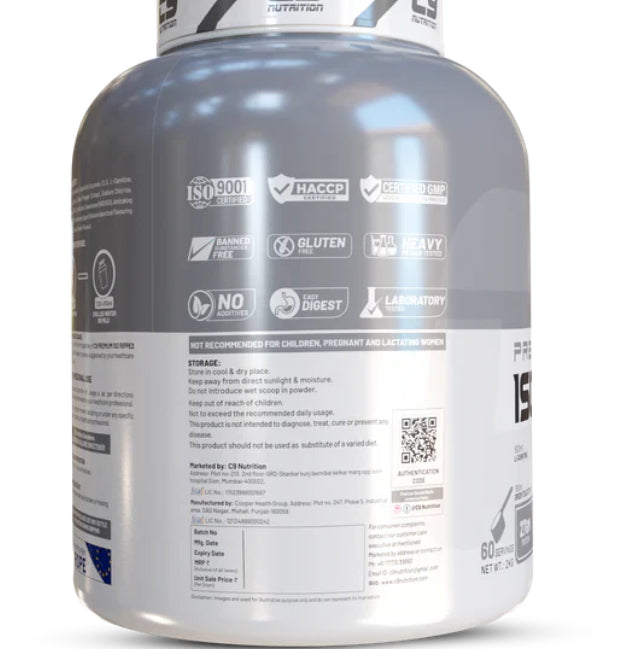 C9 Nutrition Premium ISO Ripped Whey Protein Isolate, Belgium Chocolate, 2 kg