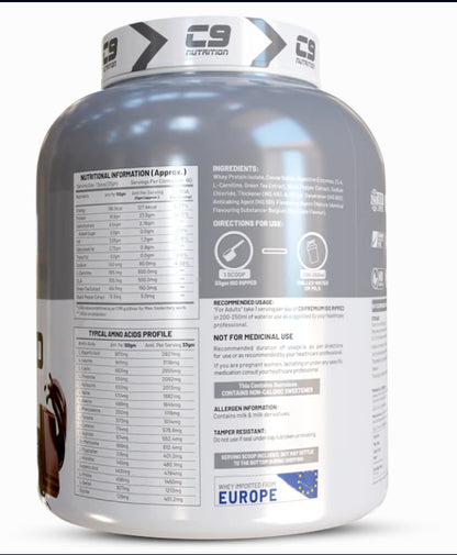 C9 Nutrition Premium ISO Ripped Whey Protein Isolate, Belgium Chocolate, 2 kg