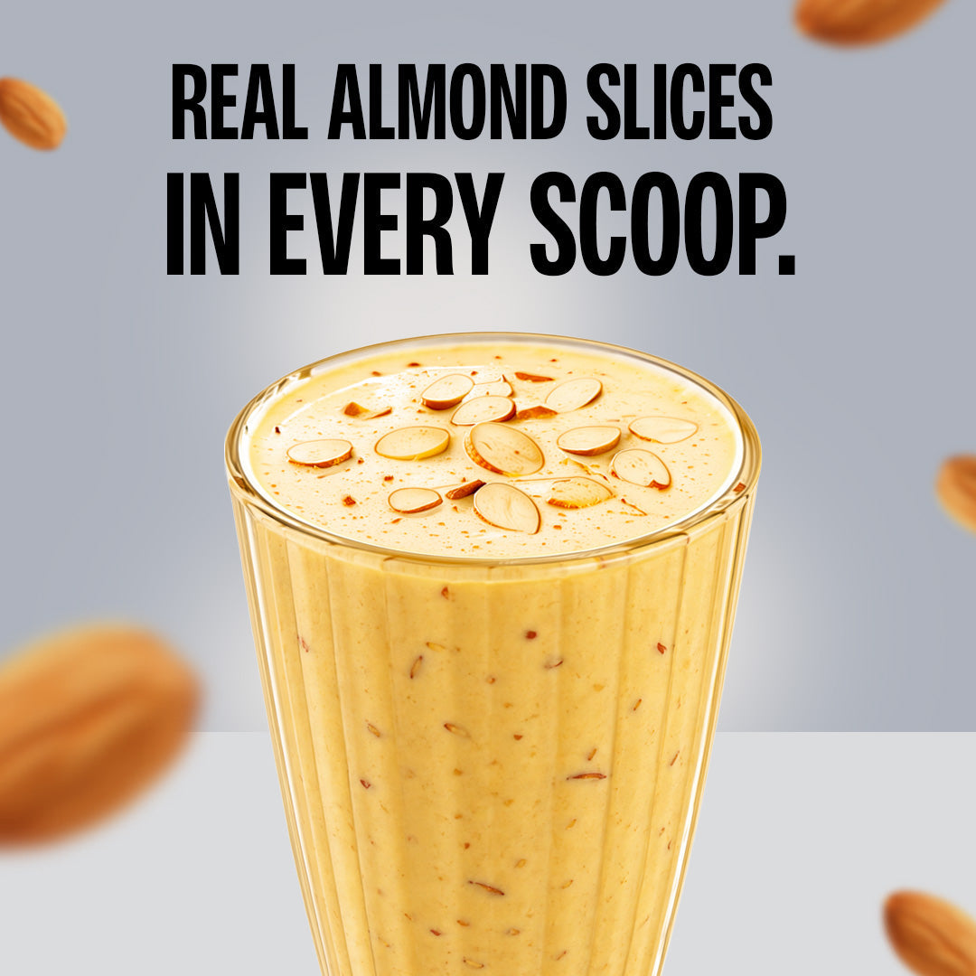 Real almond flakes in Superyou Pro Kesar Badam protein powder