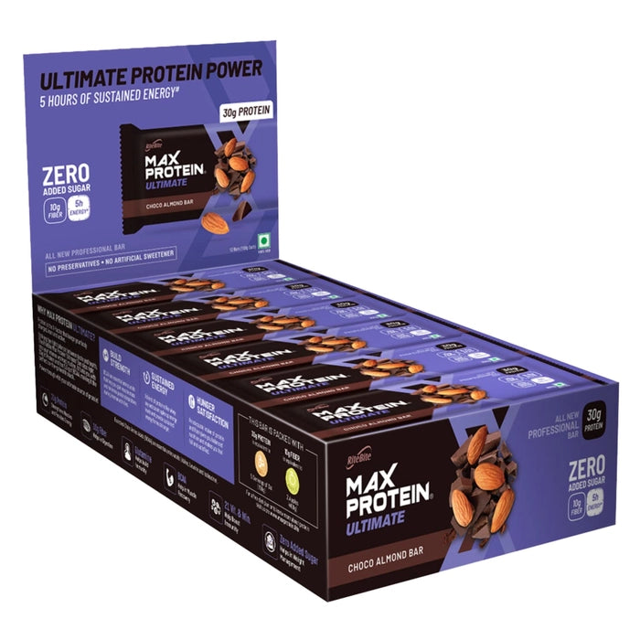 RiteBite Max Protein Ultimate Choco Almond Protein Bars with 30g Protein (Pack of 24)