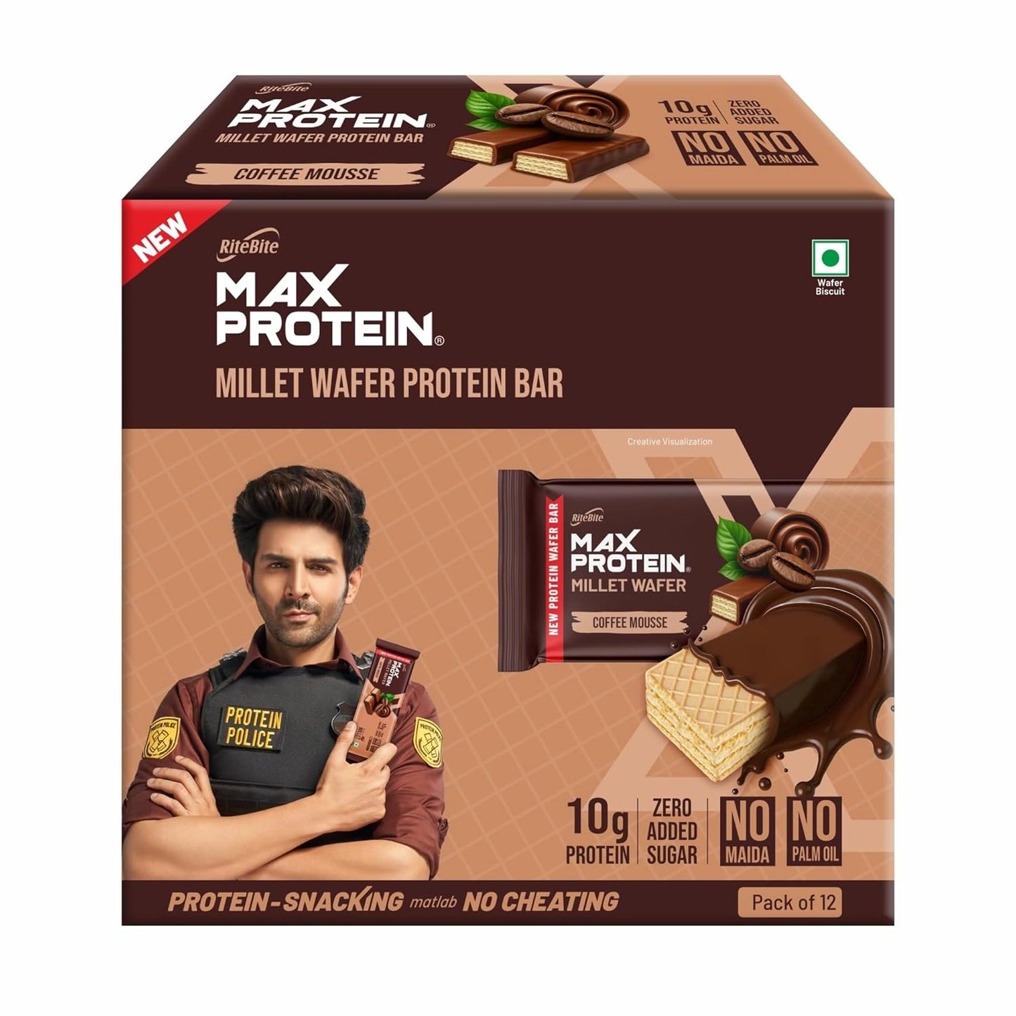 RiteBite Max Protein Wafer Bars with Millets, Coffee Mousse (Pack of 36)