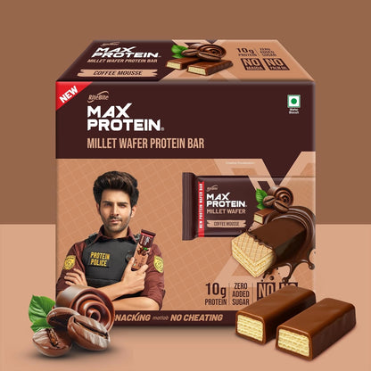 RiteBite Max Protein Wafer Bars with Millets, Coffee Mousse (Pack of 36)