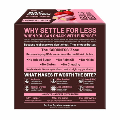 RiteBite Max Protein Wafer Bars with Millets, Strawberry Truffle (Pack of 36)