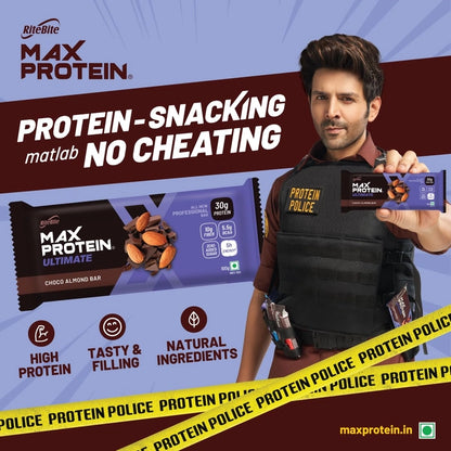 RiteBite Max Protein Ultimate Choco Almond Protein Bars with 30g Protein (Pack of 24)