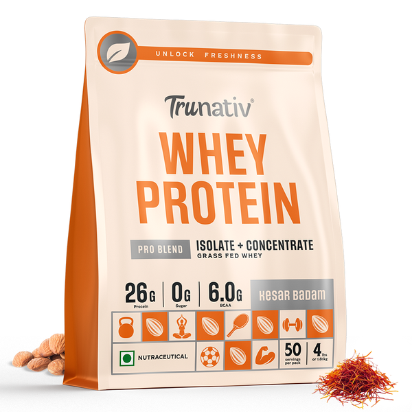 TruNativ Pro Blend Whey Protein Isolate & Concentrate (1.81 kg, Kesar Badam)
