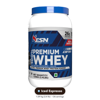 ESN Elite Core 100% Premium Whey Protein - 1.09 kg (Iced Espresso, 26 Servings)