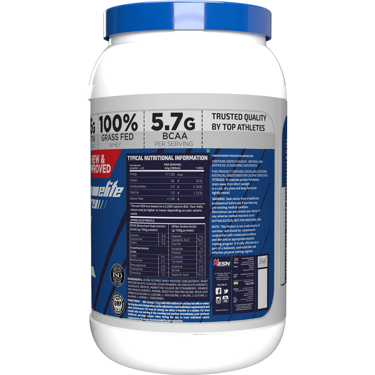 ESN Elite Core 100% Premium Whey – Grass-Fed Concentrate + Isolate | 26g Protein