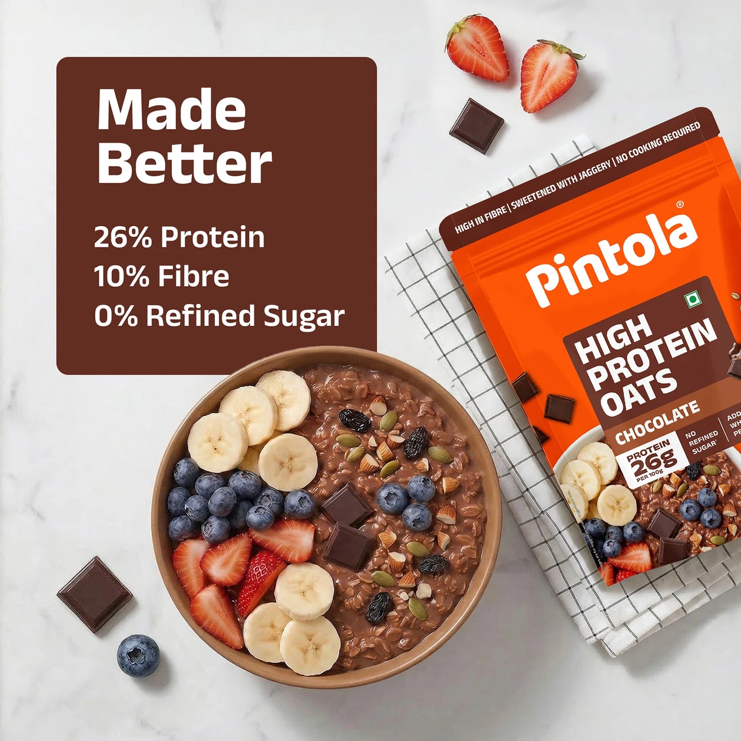 Pintola 26g High Protein Oats, Dark Chocolate 1kg