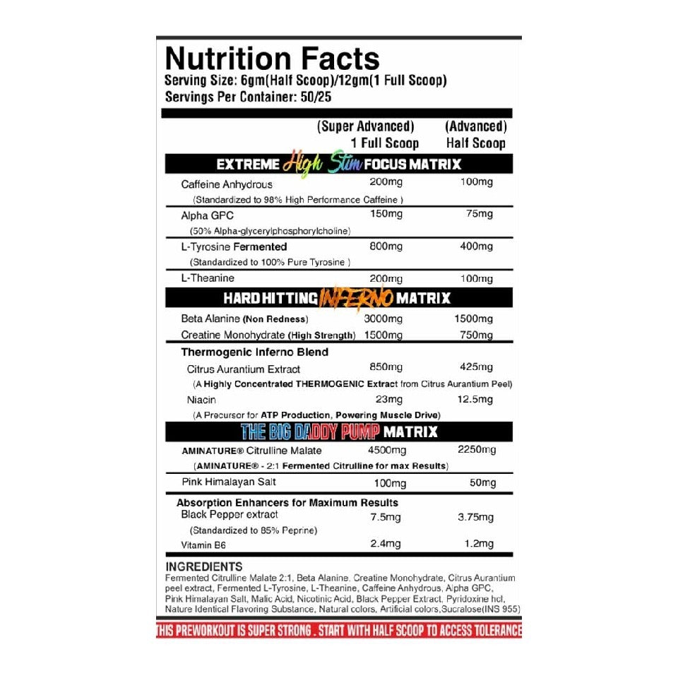 BLACK BEAST The Big Daddy Inferno Pre-Workout, 300 g (0.66 lb)