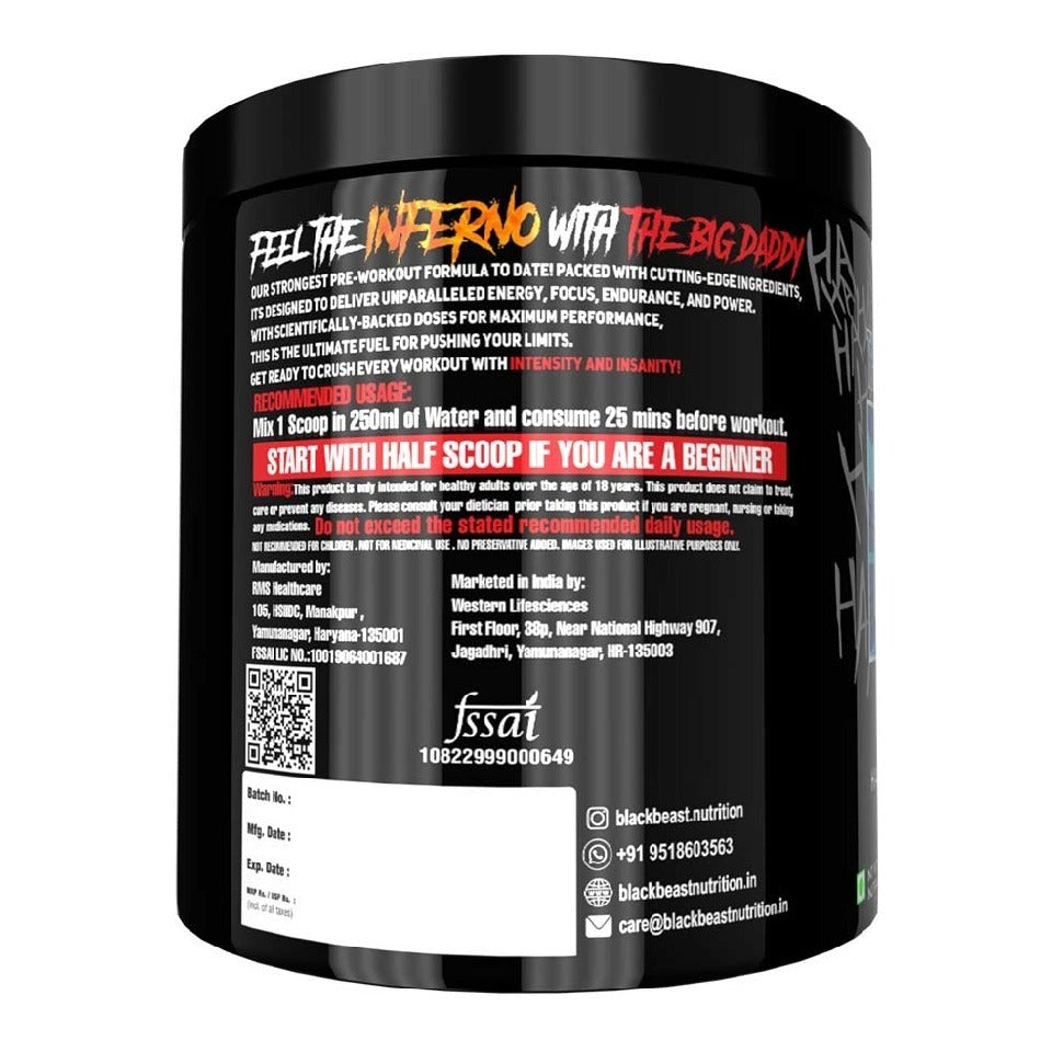 BLACK BEAST The Big Daddy Inferno Pre-Workout, 300 g (0.66 lb)