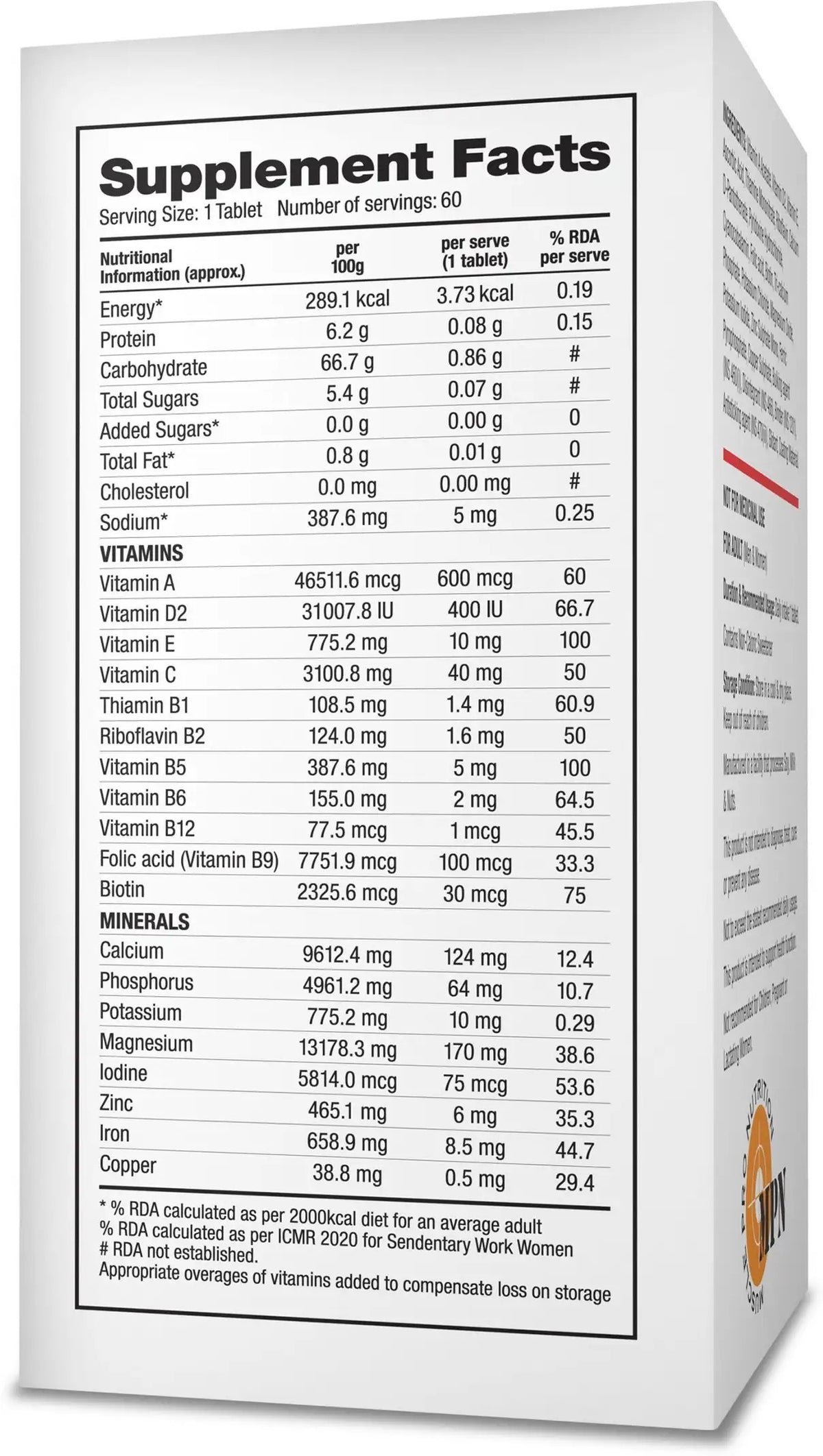 Labrada Daily Vitamin 60 Tablets Tealth & Immunity Booster (0.29 kg)