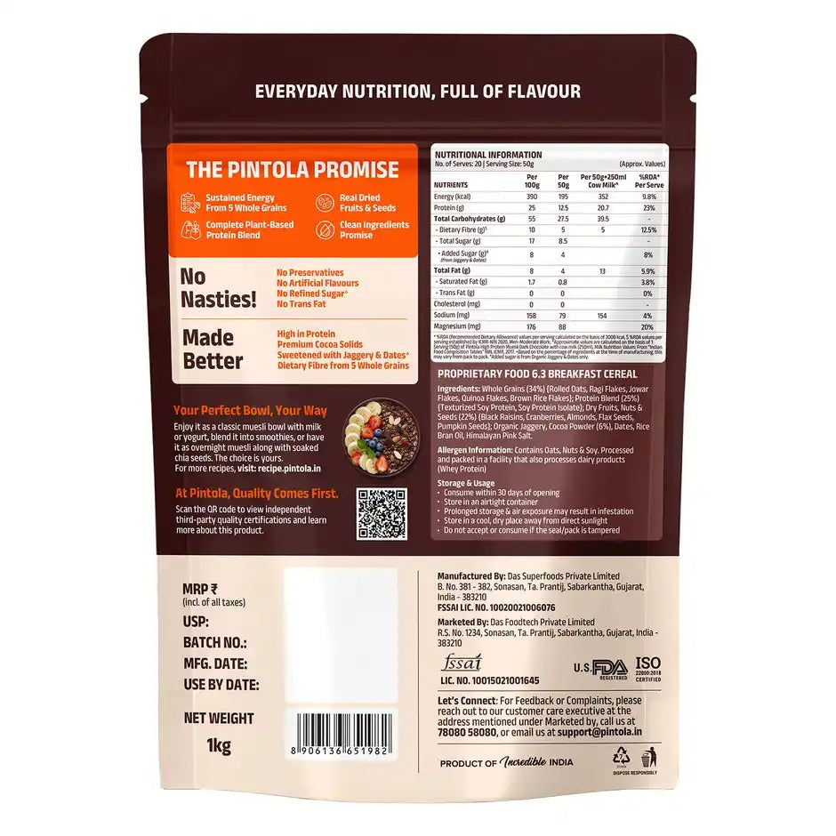 Pintola High Protein Muesli Dark Chocolate & Cranberry 1kg