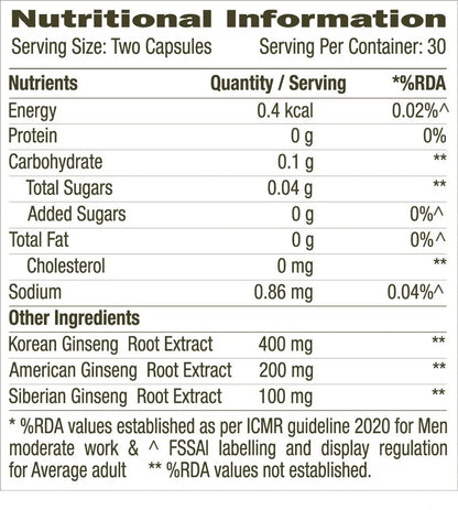 GNC Herbal Plus Triple Ginseng with Korean, American & Siberian Ginseng (60 Capsules)