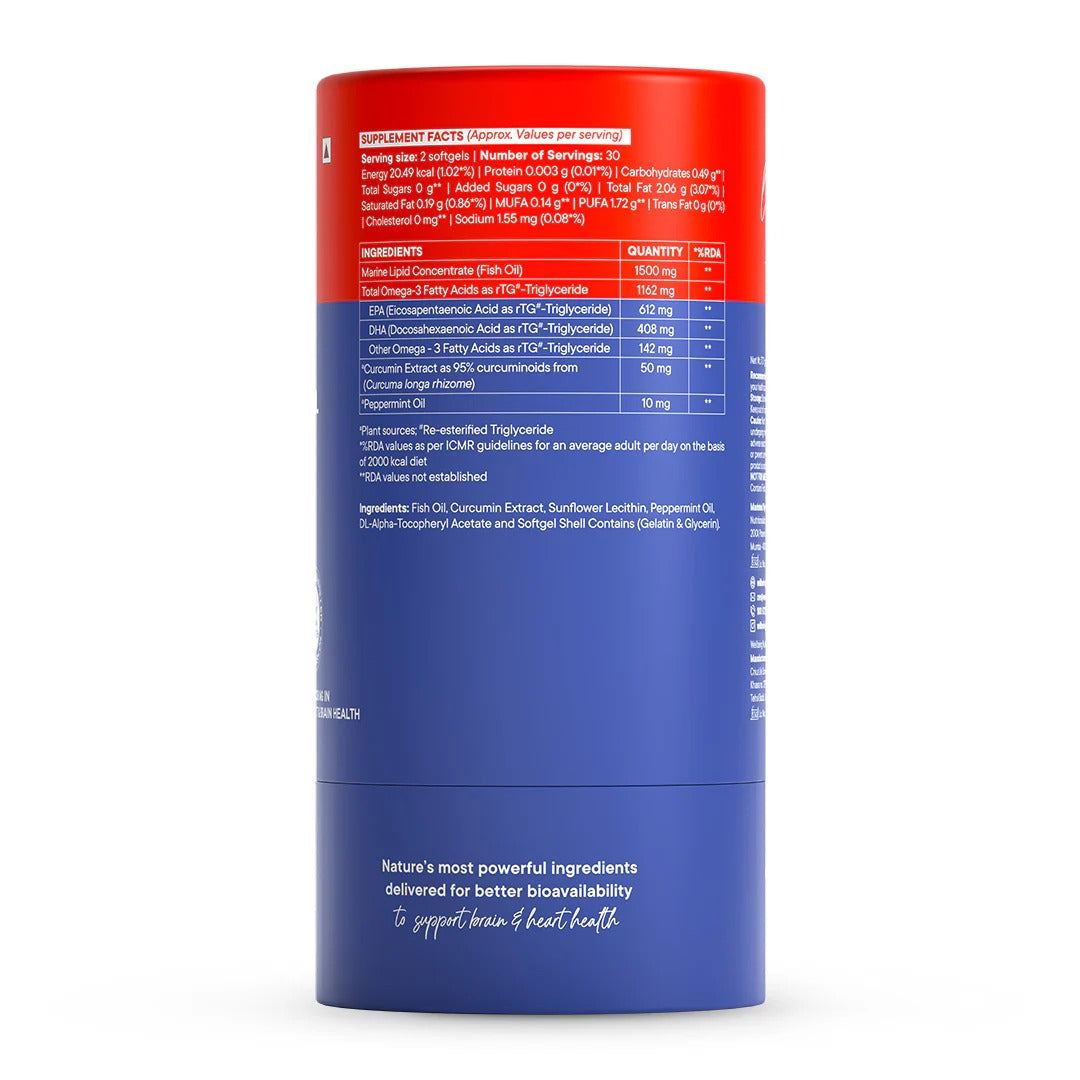 Wellbeing Nutrition Slow 3x Strength Omega 3 Fish Oil