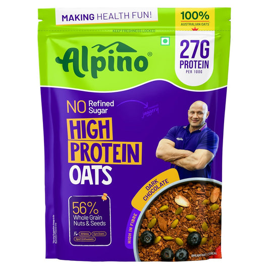 Alpino High Protein Oats pack, dark chocolate