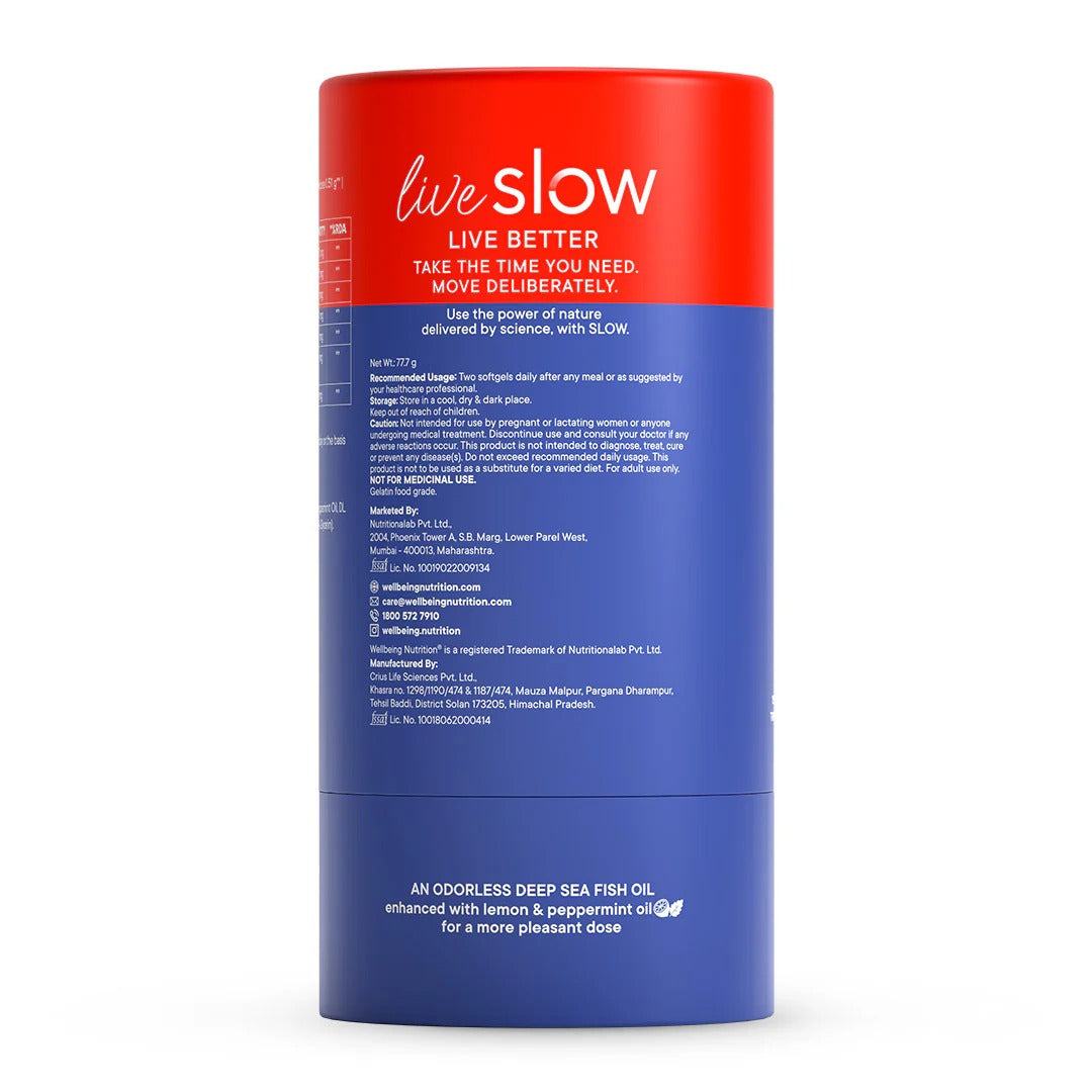 Wellbeing Nutrition Slow 3x Strength Omega 3 Fish Oil