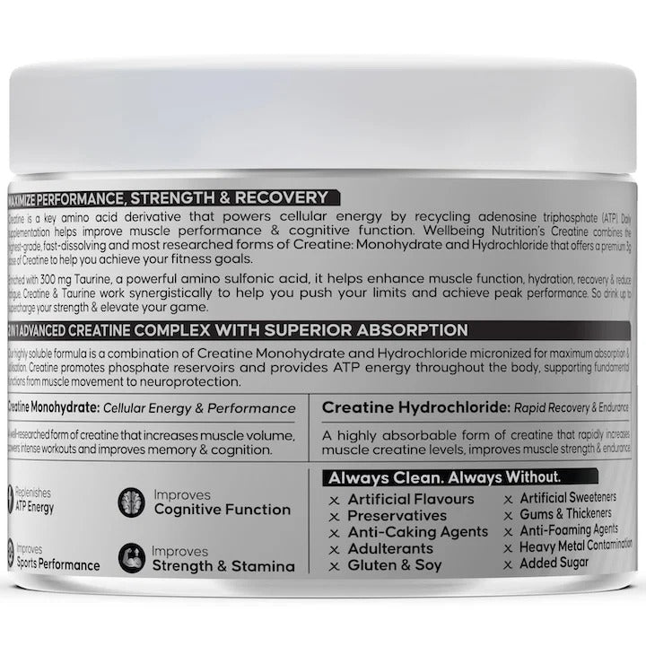 Creatine Monohydrate | 100g | 300mg Taurine | Unflavoured