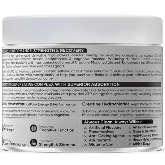 Creatine Monohydrate | 100g | 300mg Taurine | Unflavoured